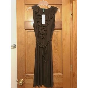 Ralph Lauren Sleeveless Midi Ruffle Dress